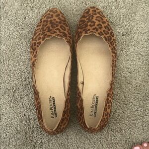 Kim Rogers Leopard-Print Scalloped Edge Flats - Brown